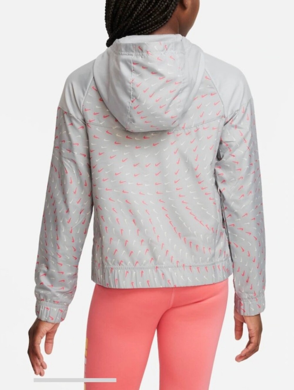 Nike Windrunner Hooded Jacket Swoosh Print Gray Orange Size XL Youth - Picture 3 of 13